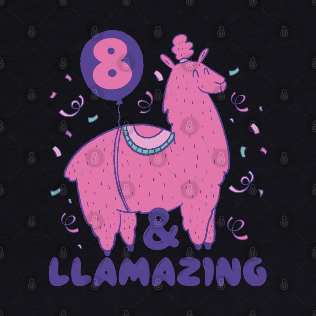 Llamazing 8th Birthday 8 Years Old Llama Girls Kids Gift print by theodoros20